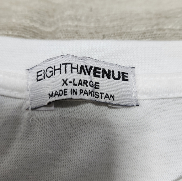 Eighth Avenue White Blue Red Embroidered Stars Crewneck Short SL T-shirt Sz XL - Picture 4 of 6